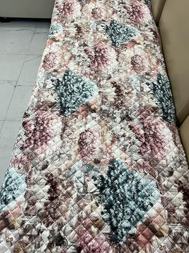 Image of JAPA Plush Cloud Floral Quilted Velvet L-Shape Seat-Only Sofa Cover for 3+3 Seater - Non-Slip Washable Daily Use Sofa Protector, Luxury Sofa Mat for Living Room