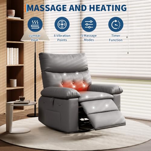 Image of GarveeHome Leather Manual Recliner Chair for Adults - Heat and Massage