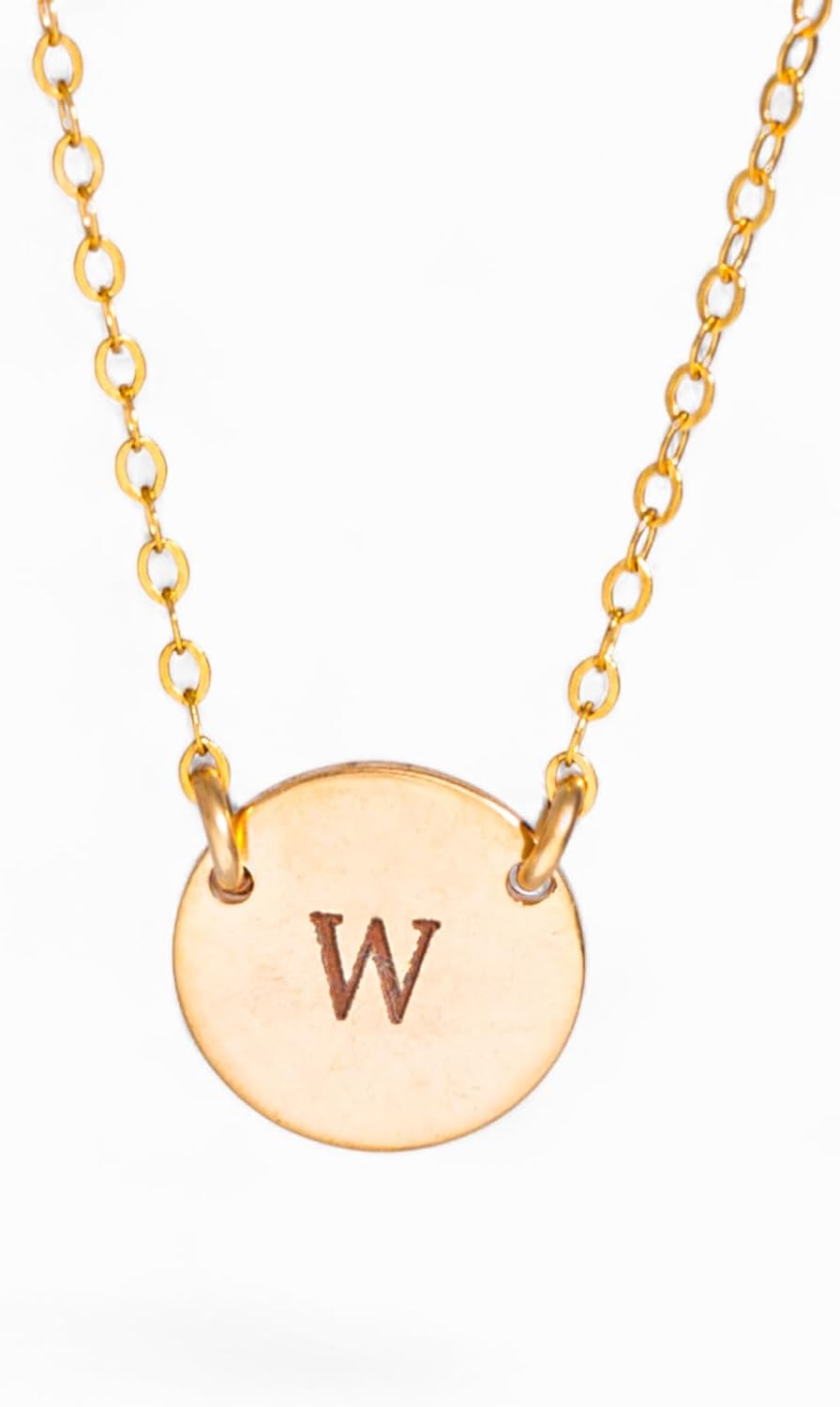 HotMixCold Custom Initial Circle Disc Necklace, Simple Personalized Jewelry, Sister, Bridesmaid, Mother Gift | 7/16-inch - Image 3