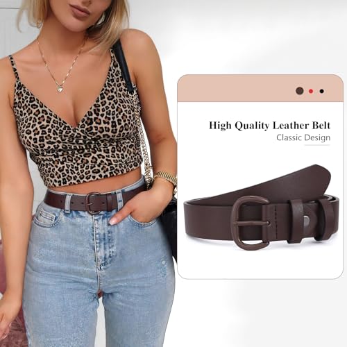 Image of WHIPPY Women Leather Belt for Jeans Pants Dresses Black Ladies Waist Belt with Pin Buckle