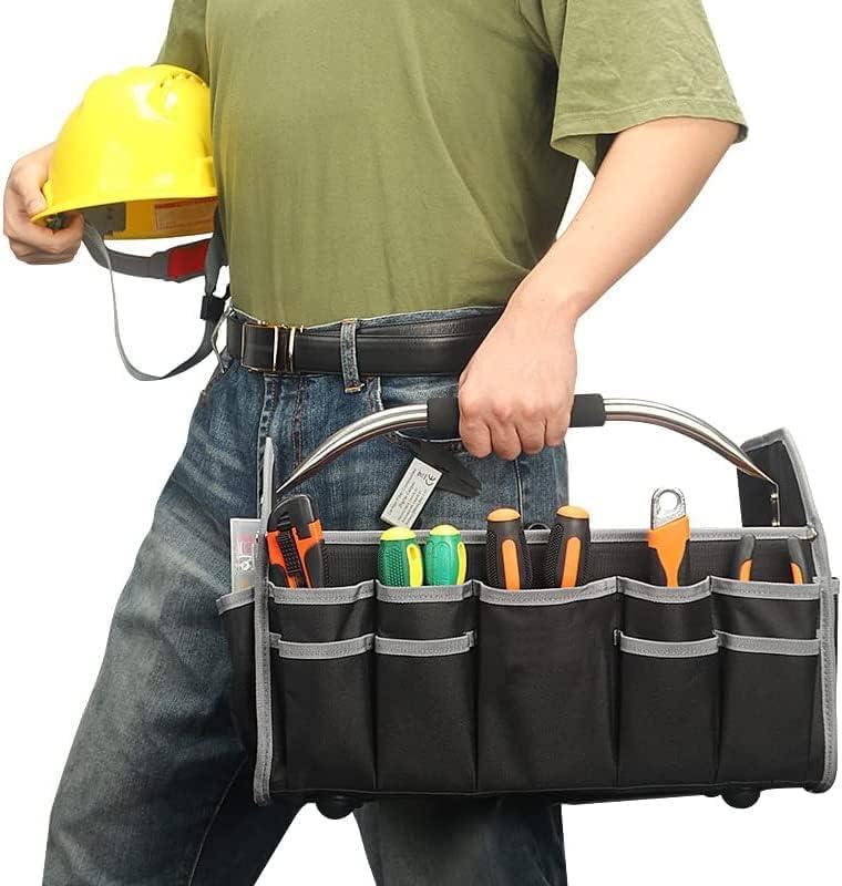 Miniatura 9 de Bolsa de herramientas para electricista, portaherramientas eléctricas con 21 bolsillos externos para fontaneros, bolsa de herramientas para
