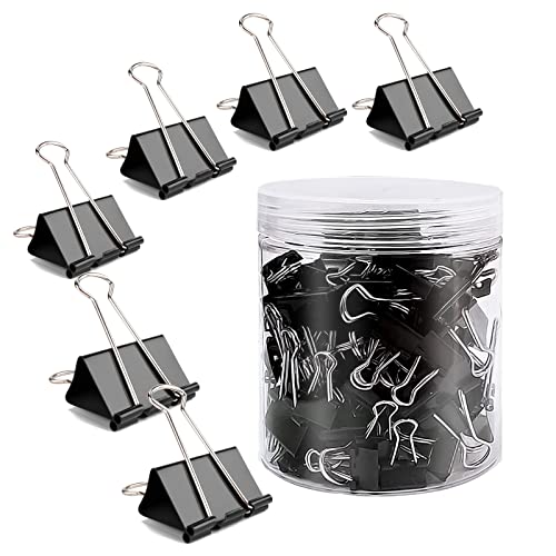 KLOUZE 100 Stück Foldback Klammern 25mm Binder Clips Set