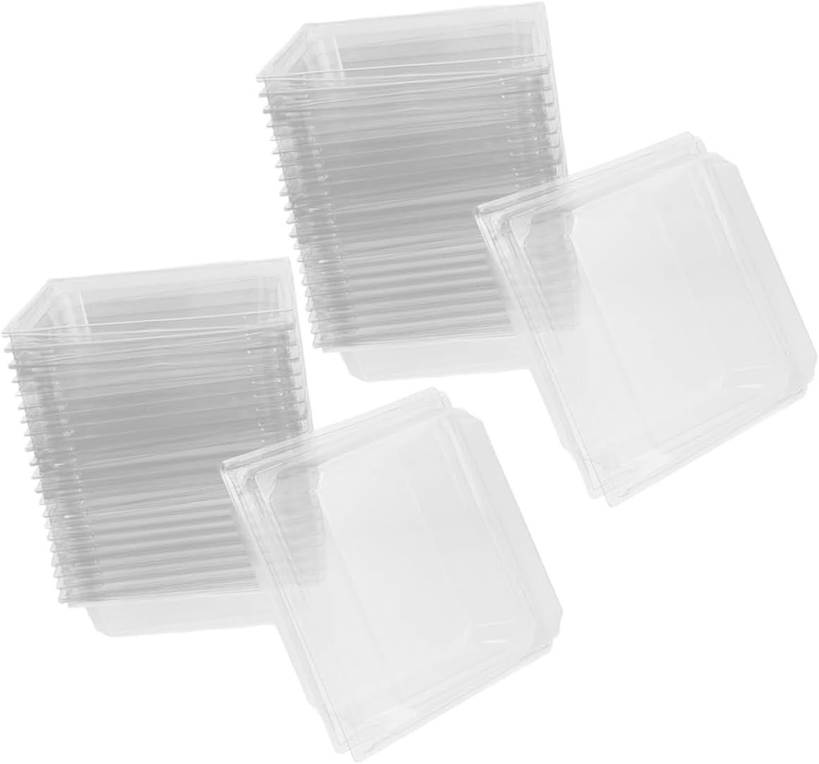 KICHOUSE 100pcs Clear Cake Boxes Small Dessert and Sandwich Packaging Containers Lids for Home Bakery Use Compact for Easy Carrying for Treat Wrapping