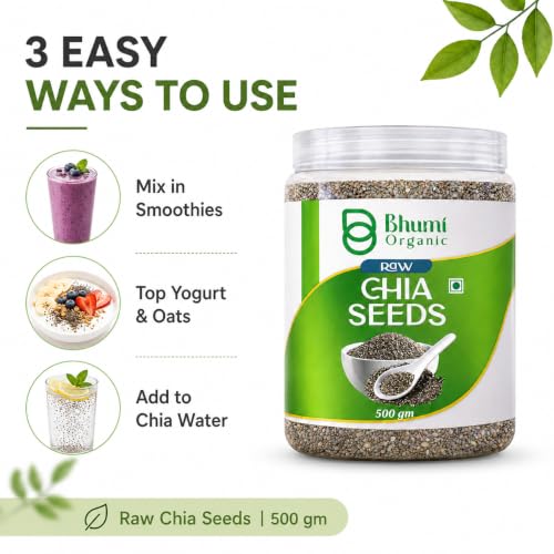 Image of Bhumi Organic Chia Seeds 500g | Seeds for Eating, Rich in Calcium, Rich in Protein, Rich in Fibre