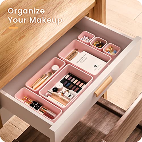 Image of A-LuGei【𝟰𝟲𝗣𝗖𝗦【5 Size】 Tool Box Organizer Tray Divider Set, 【Pink】 Desk Drawer Organizer, Garage Organization and Storage Toolbox Accessories Rolling Tool Chest Cart Cabinet WorkBench Small Part