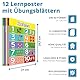 LOGIJO® 12 X pädagogische Montessori Mathe Lernposter, Set A4 mit Übungsblättern, Premium Poster Papier seidenmatt, Zahlen lernen 1x1 Einmaleins, Grundrechenarten, Lernhilfe für Kinder Vor-Grundschule