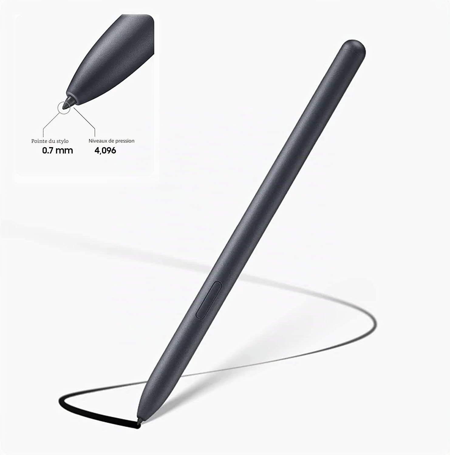 Galaxy Tab S7 FE S Pen de Rechange pour Samsung Stylet S Noir pour Galaxy Tab S7 FE SM-T730, SM-T733, SM-T736B TJ-780 Stylet + Pointes sansBluetooth (Noir)