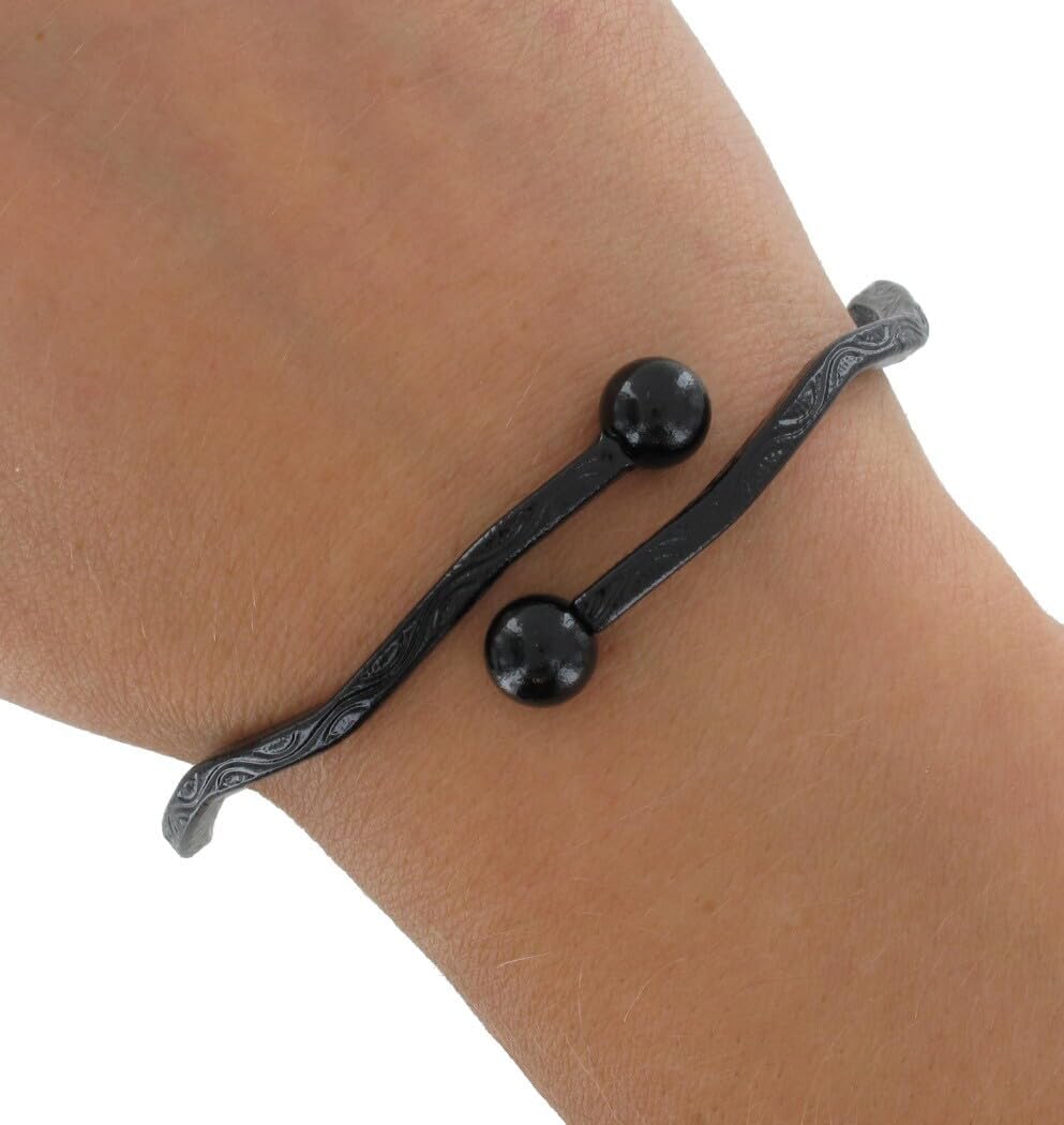 Black Retro Swirls Pattern Enamel Wave Wrap Around Layering Bracelet 1970s Fashion Bracelets for Women Trendy Accessories for Women Stylish Additions Chic Details