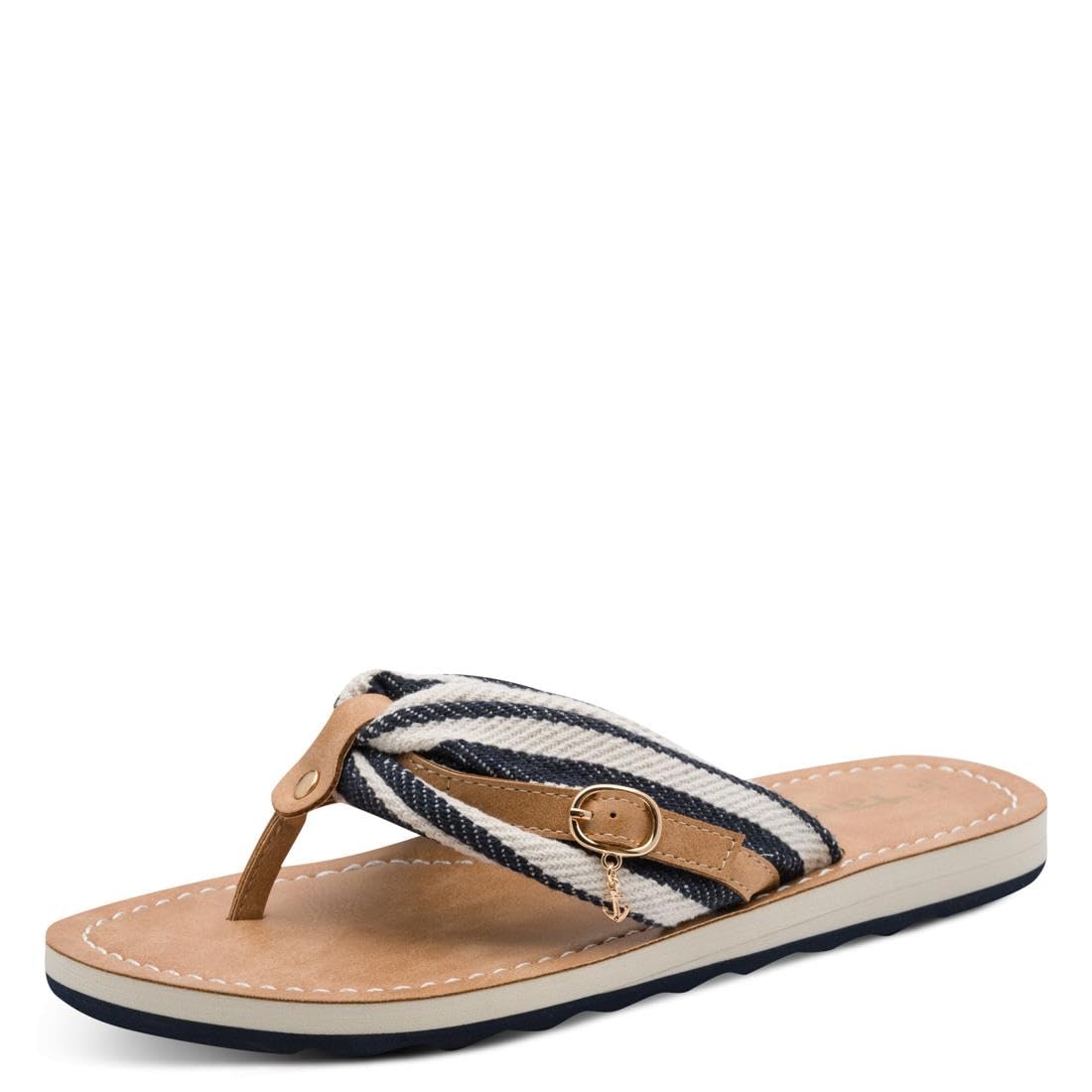 Tamaris Women's toe-post mule flat blue 3.5 UK