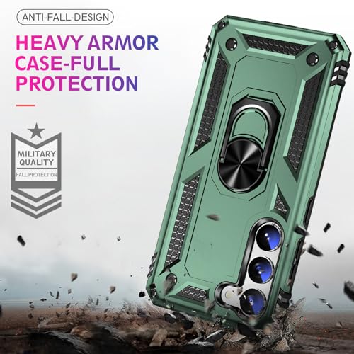 Image of for Samsung Galaxy S24 Case with Screen Protector, Military Grade Rugged Shockproof Heavy Duty Galaxy S24 5G Protective Cover for Samsung S24 5G Magnetic Ring Kickstand Phone Case (Green)