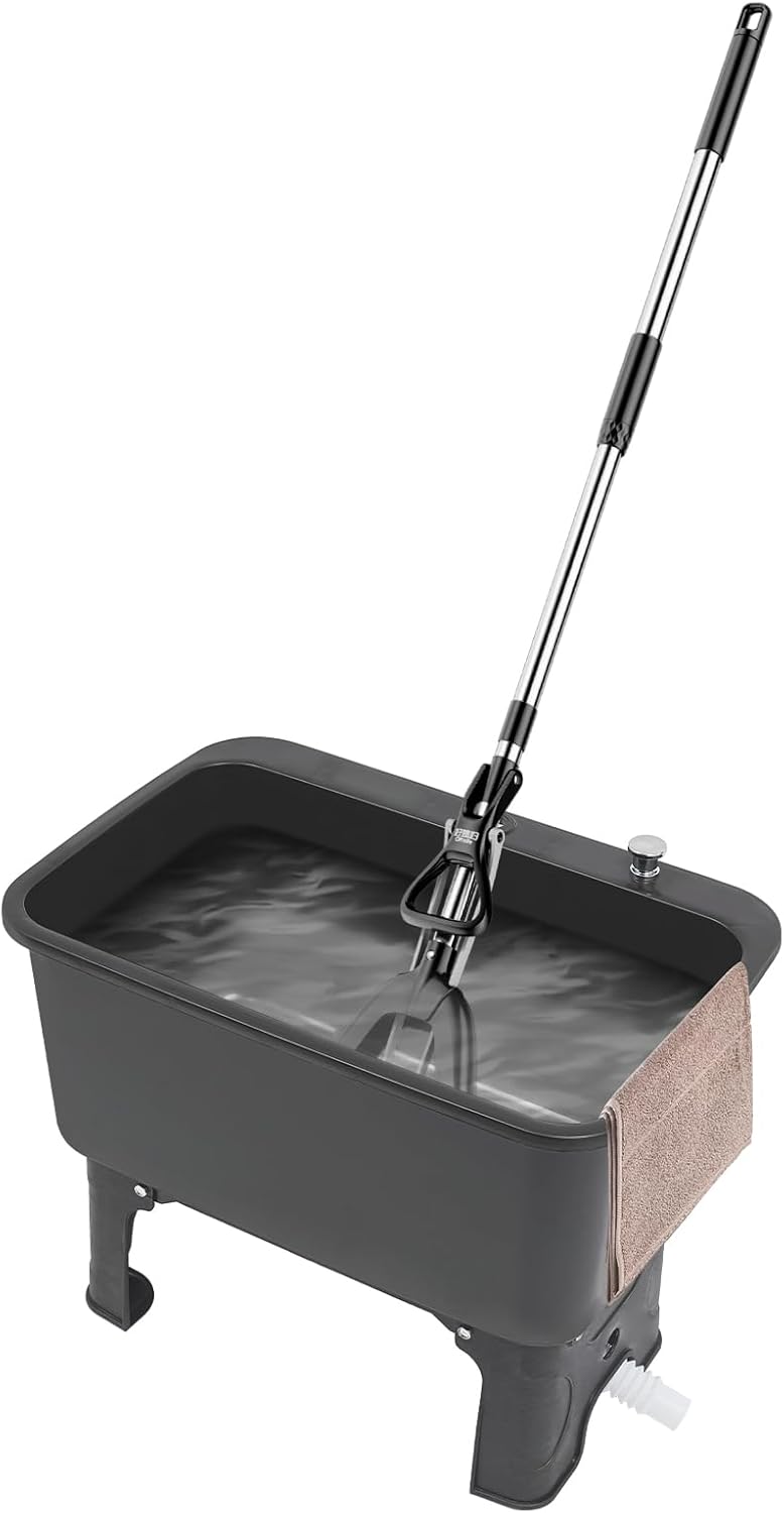 Portable Floor Mop Sink Large Capacity Freestanding Utility Mop Bucket with Drainage Kit Black Slop Sink Commercial Service Basin for Laundry Room Garage Basement Restaurant Kitchen Home