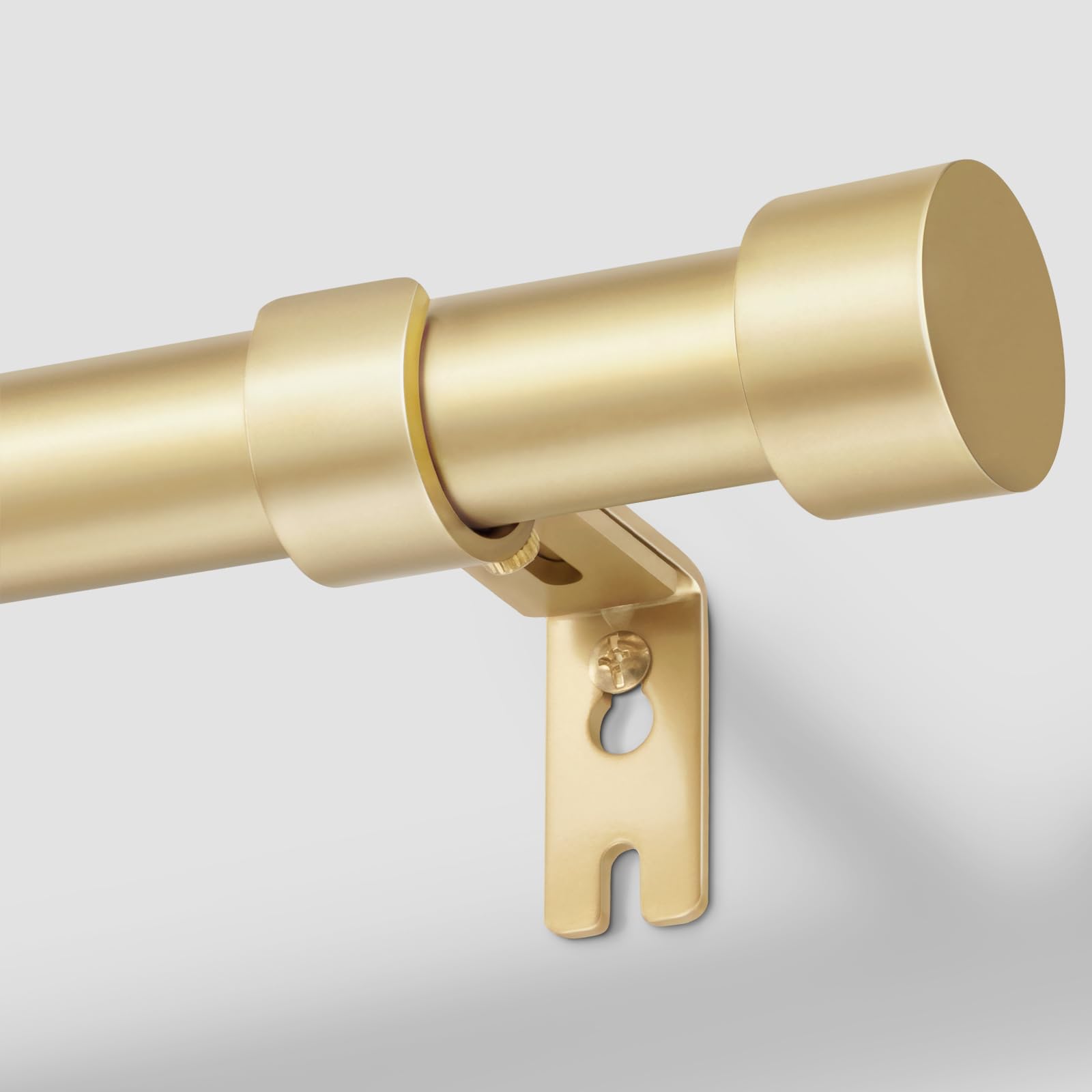 Zeerobee Curtain Rods for Windows 32 to 240, Gold Curtain Rod, Adjustable 1 Inch Heavy Duty Outdoor/Indoor Modern Drapery Pole, 32"-240"