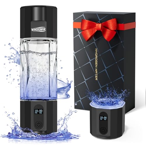 Ultra Hydrogen Water Bottle Generator, 8000PPB Hydrogen Water Ionizer Generator -Upgrade SPE & PEM Tech, Portable High Concentration Hydrogen Rich Water Machine, Food-Grade PC（Black）
