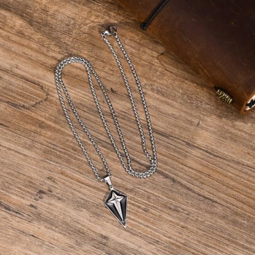Collier pour hommes pendentif géométrique à 4 branches double couche collier imperméable
