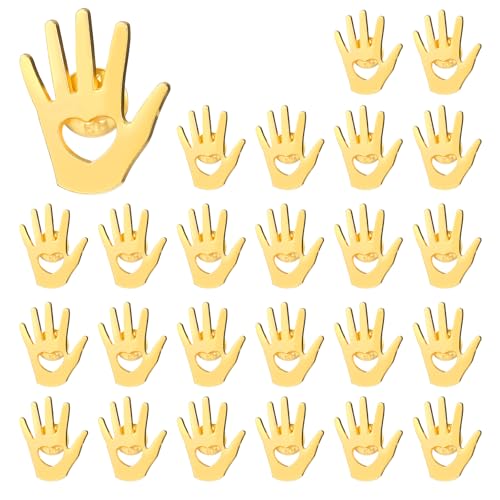 Image of Foilswirl 25 Pcs Employee Appreciation Gifts Bulk Gold Hand Lapel Pin Volunteer Appreciation Gift Recognition Gifts for Social Worker Nurse Coworkers (Hollow Style)