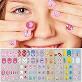 IDDFEVE Nail Stickers for Kids - Self-Adhesive CuteNail Wraps, 3D Unicorn, Fruit, Animals, Star DIY Designs Nail Art Decals for Little Girls, Toddler (8 Sheets)