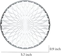 Vista 6 de Sizikato 4 piezas de plato de vidrio con rayas de diamante, plato de postre de 5.7 pulgadas para fruta seca para el hogar y KTV