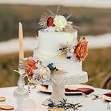 Rinlong 3-Piece Boho Chic Cake Toppers: Terracotta & Beige Silk & Dried Eucalyptus Flowers for Weddings, Birthdays, Baptisms & More