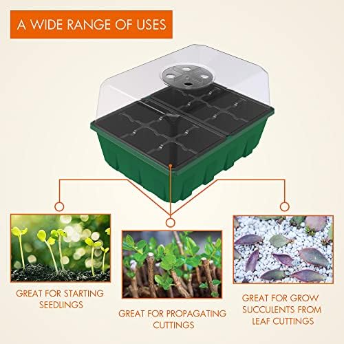 Gardzen 10 Pack Seed Starter Trays with Dome and Green Base 120 Cell - 1