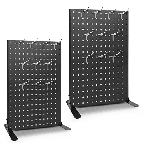 Uppcasir 2PCS Pegboard Display Stand With 20 Hooks for Craft Shows, Metal Jewelry and Key Ring...