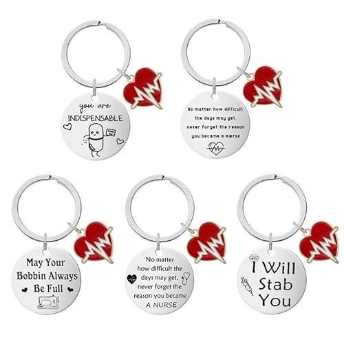 ONLYJUMP 5 Pcs Nurse Keychains Unique Nurses Week Gifts Nursing