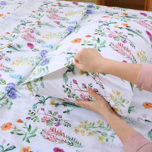 Image of MUXHOMO Full Size 4 Piece Sheet Set, Soft & Breathable Sheet with Deep Pocket Up to 16 inch, Wrinkle-Free & Cooling Bed Sheet with Flat Sheet, Fitted Sheet & Pillowcases - Multicolored Grass