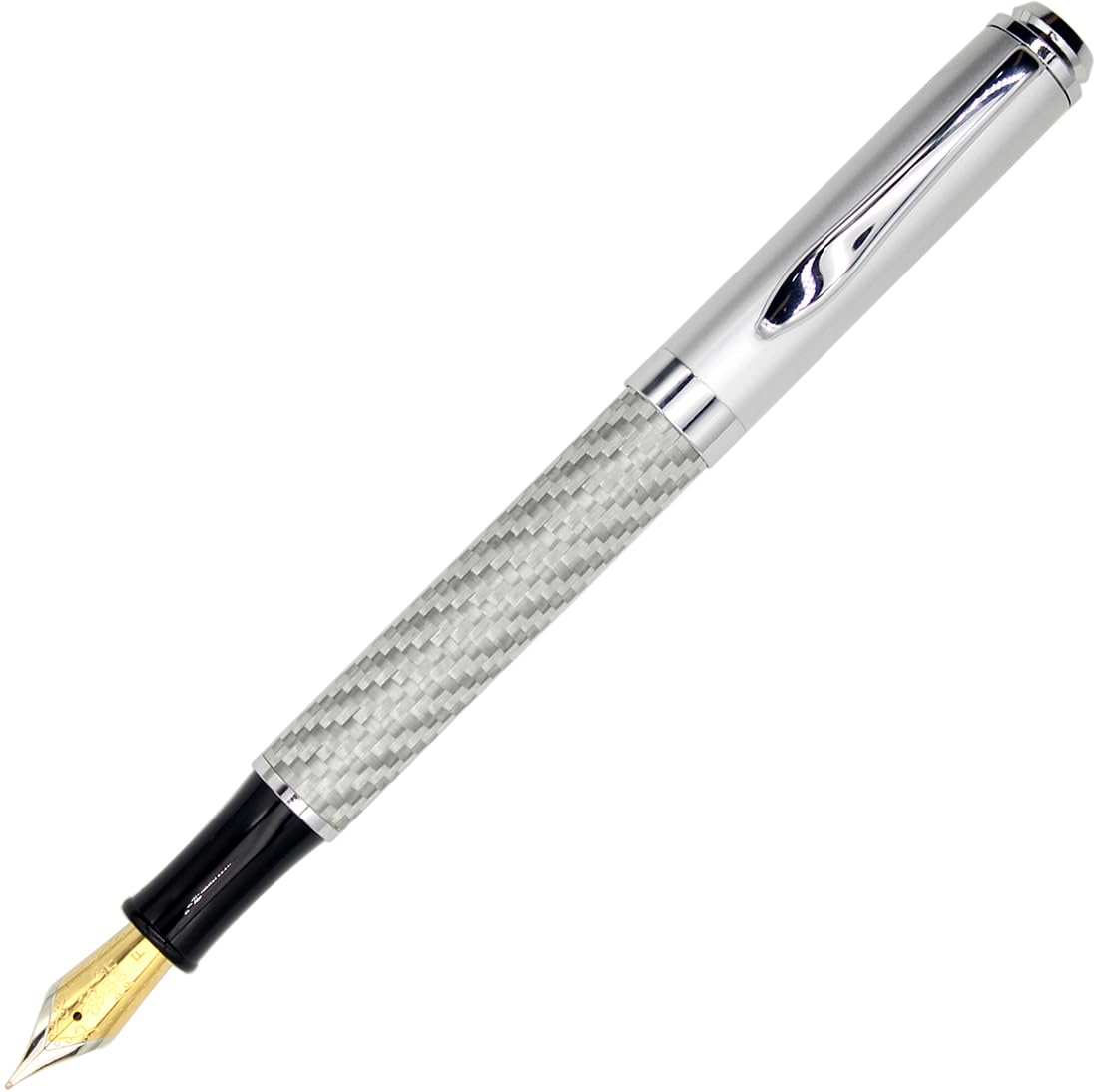 Gullor Metal Carbon Fiber Fountain Pen, Extra Fine Nib (0.38 mm Tip), Red