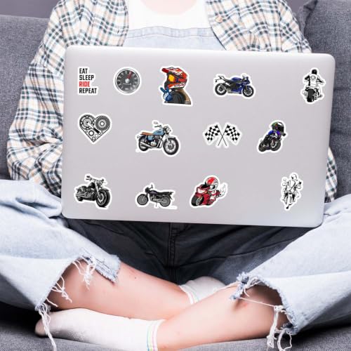Image of Motorcycle Vinyl Sticker Pack of 50 | Waterproof Bike, Racing & Rider Stickers for Helmet, Laptop, Water Bottle, Bike Accessories, Suitcase, Phone, Journal & Scrapbook | Moto Life Decal Collection