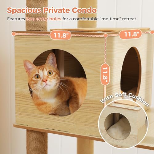 Árbol de gato de madera 71" alto para gatos grandes miniatura 4
