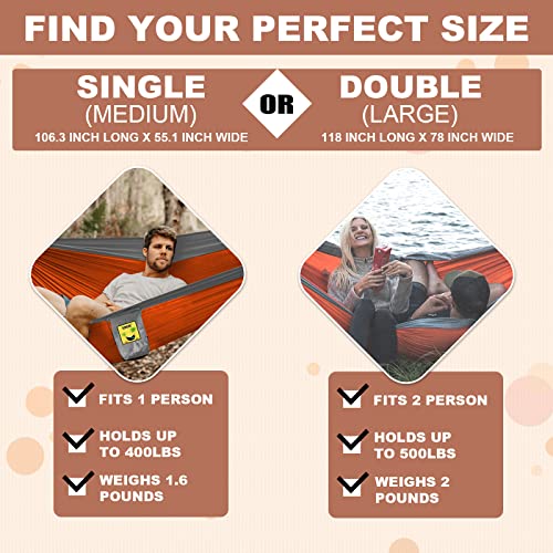 image for SZHLUX Camping Hammock Double & Single Portable Hammocks with 2 Tree S