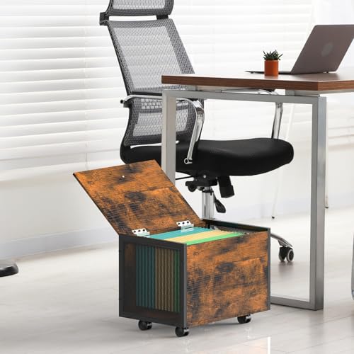 CADUKE Small File Cabinet on Wheels, Rolling File Cart with Lid, Hanging Filing Cabinets Organizer...