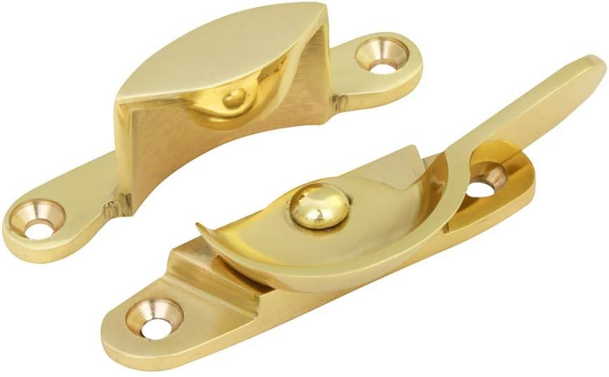 Renovators Supply Manufacturing Brass Window Sash Lock 2.5 in Lacquered Finish Heavy Duty Window Locks with Mounting Hardware Pack of 2