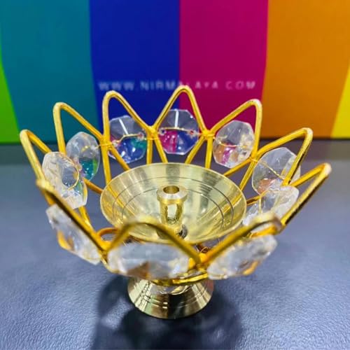Image of Nirmalaya Premium 100% Organic Gift Box | Incense Cones, Dhoop Sticks, Havan Cups, Crystal Brass Diya, Essential Oil Diffuser, Incense Sticks with Wooden Stand & Potli | Spiritual Pooja Gift Set