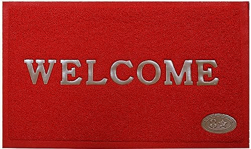 Kuber Industries PVC Anti Skid Welcome Door Mat (Red) -CTLTC11174