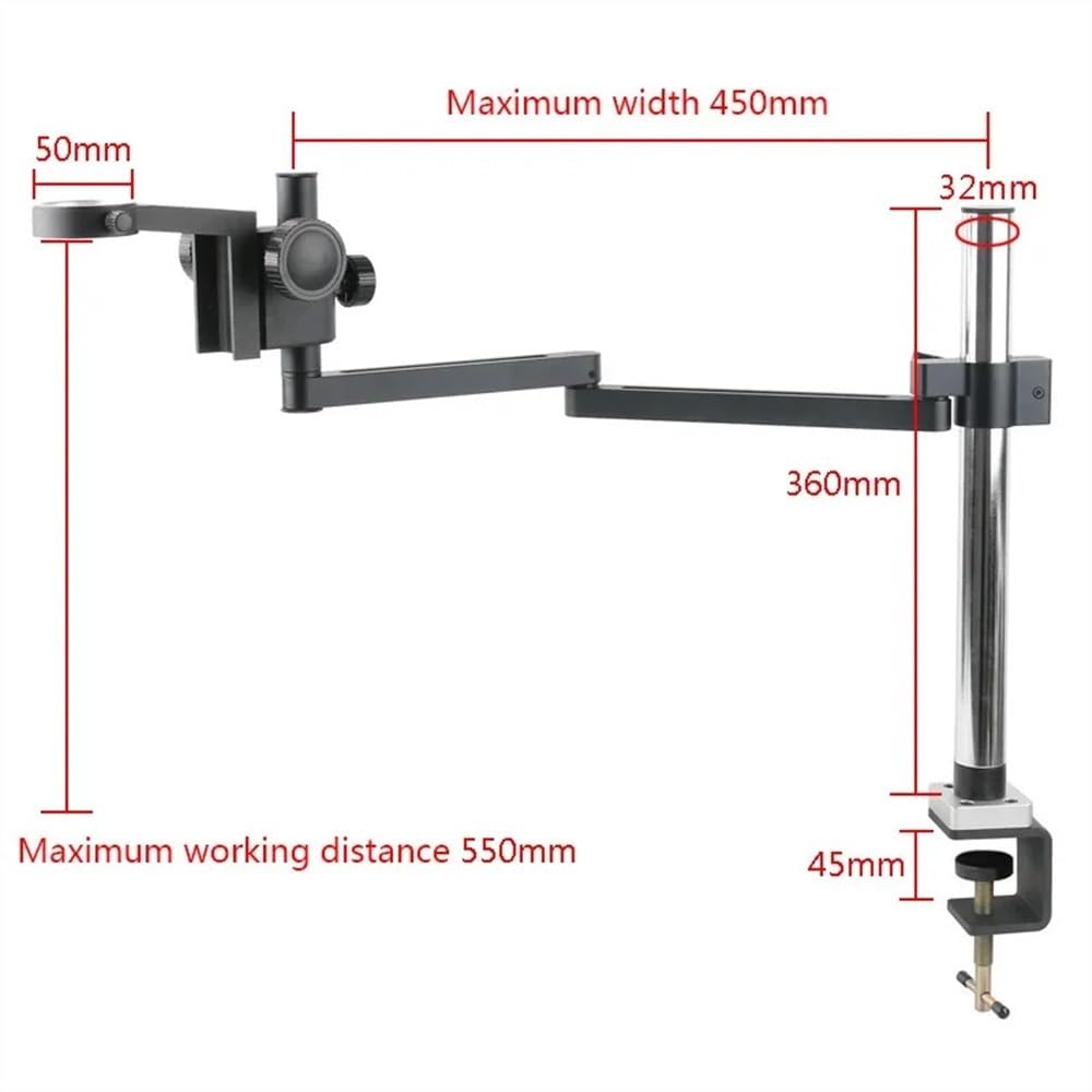 Mikroskop-Zubehör-Kit Verstellbare Gelenkarm-Klemmhalterung, 50 mm, 76 mm, C-Mount-Objektivhalter, Videokamera, Trinokular-Mikroskop, Stativ-Unterstützer Mikroskopische Objektträger (Size : 50MM Full