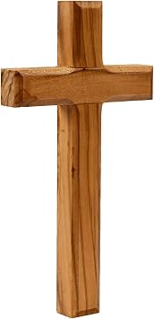 TerraSantaStore Small Handmade Olive Wood Carved Classic Cross Jerusalem from Holy Land Blessed Christian Souvenir Gift Decor Ornament Bible Jesus 4.5 /11cm