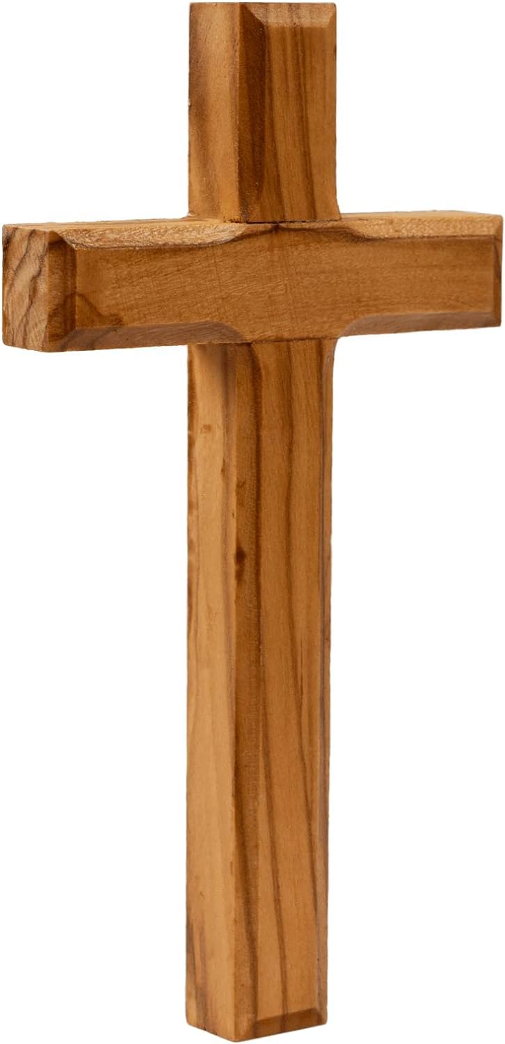 TerraSantaStore Small Handmade Olive Wood Carved Classic Cross Jerusalem from Holy Land Blessed Christian Souvenir Gift Decor Ornament Bible Jesus 4.5