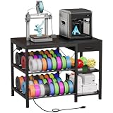 3D Printer Table with Filament Storage, 3-Tier 3D Printer Stand with Power Outlet & Drawer, Heavy Duty 3D Printer...