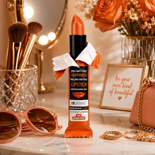 Image of Krayons Cute Pop Matte Lipstick for Women - Shade 162 Nude Tea, India's 1st Twist-Wrap Lip Stick, Long Stay Waterproof Lipstic, Rich Pigmented Daily Wear Matt Lipsticks, 3.5g