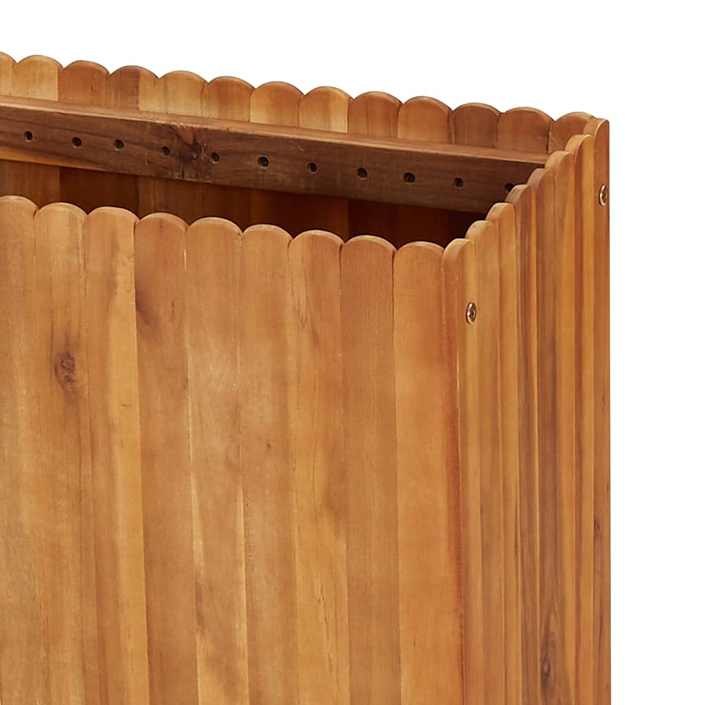 Jardinera de madera maciza de acacia barnizada, 150 x 30 x 50 cm, jardinera elevada para exteriores, para macizos de jardín, macizos de flores, resistente a la intemperie