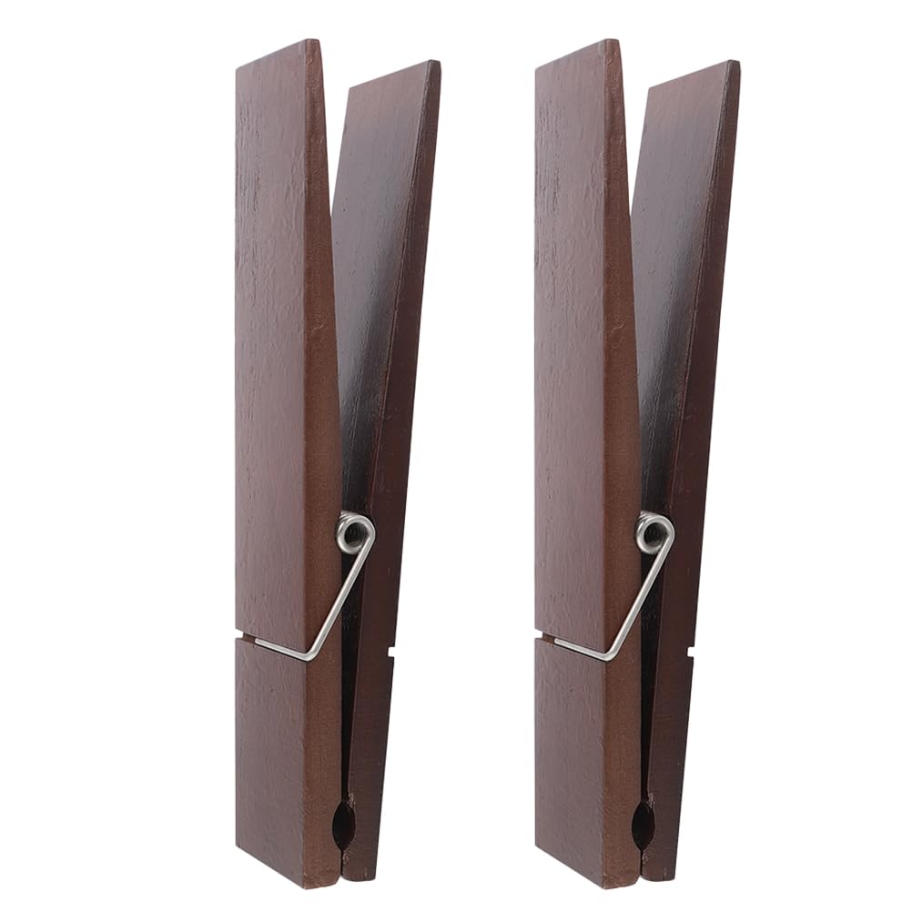 Housoutil Ganchos de Pared para Colgar Toallas de Baño 2 Piezas Pinzas de Madera Grandes 12 Pulgadas Diseño Extraíble para Uso Diario