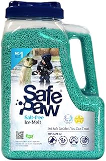 Safe Paw, Dog/Child/Plant Pet Safe Ice Melt with Traction Agent, 8lb, 100% Salt-Free/Chloride-Free, Non-Toxic, Vet Approved, No Concrete Damage, Fast Acting, Lasts 3X Longer