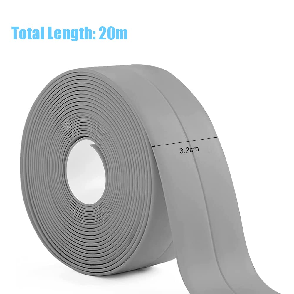 IVEOPPE Rodapiés Autoadhesivo - 20m x 32mm Rodapies de PVC Flexible, para Cocina y Baño, Blanco