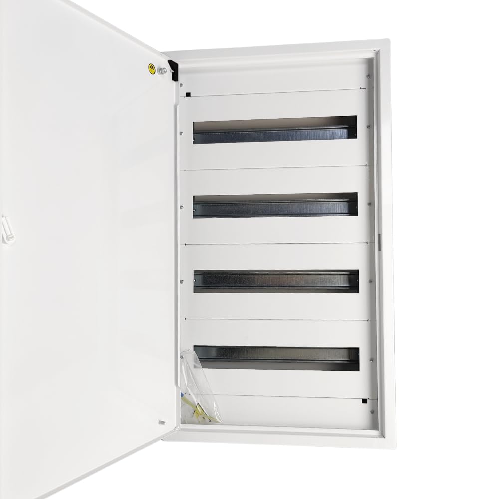 Doktorvolt Scatola di Distribuzione a Parete, Alloggiamento in Metallo, 72 Moduli, 4 File Con Porta, Bianco, IP30, IK07, per Installazione in Casa