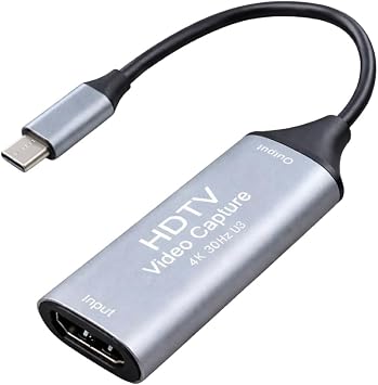 Sizkawil HDMI Type-C Capture, Video Capture, HD Image Quality, 1080P, 4K, Game Recording, Video Recording, Live Distribution, Mirroring, PC, Japanese Instruction Manual Included, 3.9 inches 10 cm