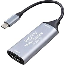 Sizkawil HDMI Type-C Capture, Video Capture, HD Image Quality, 1080P, 4K, Game Recording, Video Recording, Live Distribution, Mirroring, PC, Japanese Instruction Manual Included, 3.9 inches 10 cm