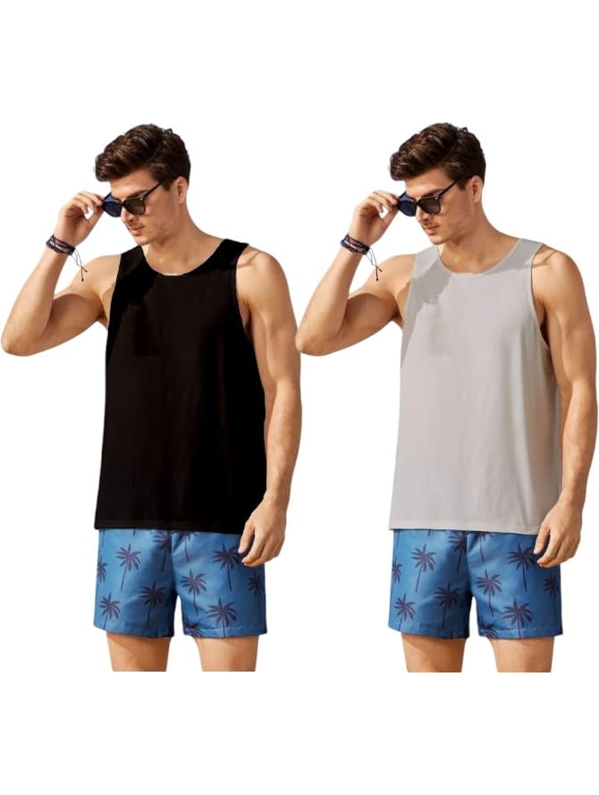 Cotton Graphic Printed Regular Fit Multicolour Men's Vest (Pack of 2)-image-8