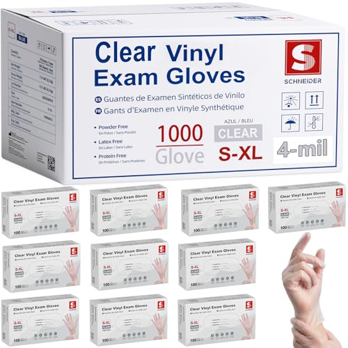 Gants jetables Schneider en vinyle non stériles et gants médicaux transparents sans latex x1000