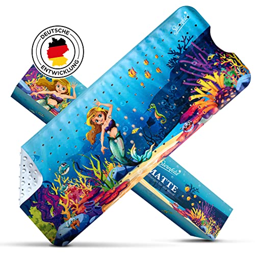 Sternfeld Badewannenmatte rutschfest [100x40 cm] - Antibakterielle Antirutschmatte Badewanne - BPA freie Badematte rutschfest mit Aufhängehaken - Schimmelresistente Rutschmatte Badewanne 30° waschbar Cover