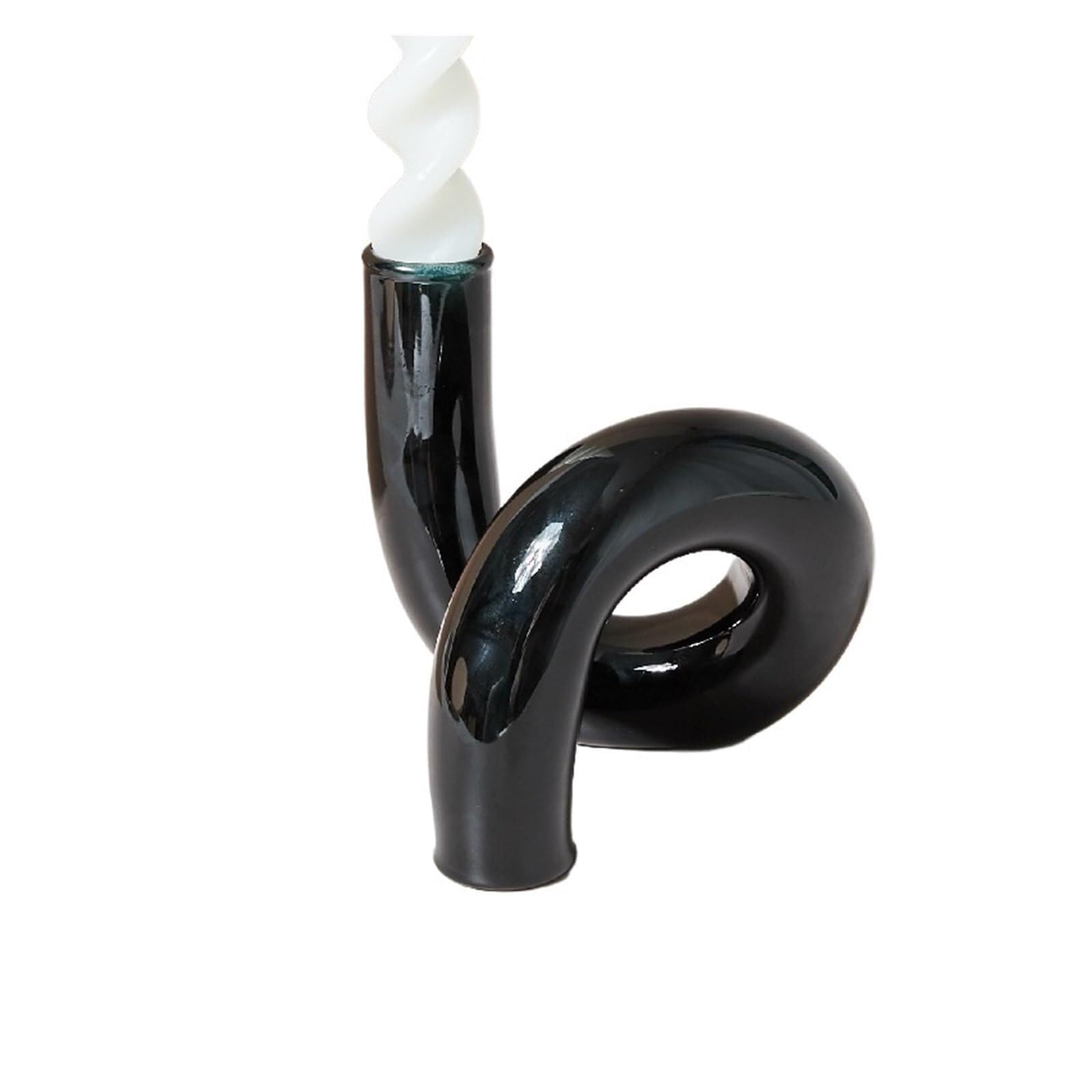 Candle Holders Glass Vases Clear Flower Vase Candle Holders Wedding Centerpieces Home Decoration Table Candlestick Holder(Black Vase)